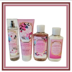 Bath & Body works 4pcs Bundle STRAWBERRY SNOWFLAKES Sweet Sexy Romantic Seasonal